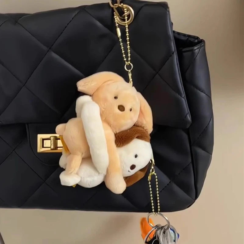1Pair Funny Hugging Animals Keychain Cartoon Penguins Couple Plush Keychain Backpack Hanging Pendant Lover Birthday Gifts