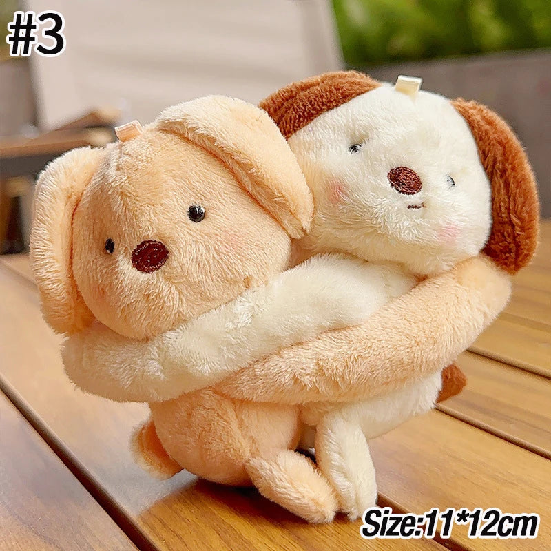 1Pair Funny Hugging Animals Keychain Cartoon Penguins Couple Plush Keychain Backpack Hanging Pendant Lover Birthday Gifts