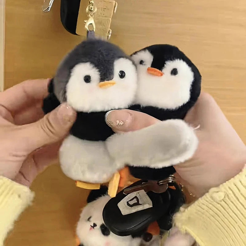 1Pair Funny Hugging Animals Keychain Cartoon Penguins Couple Plush Keychain Backpack Hanging Pendant Lover Birthday Gifts