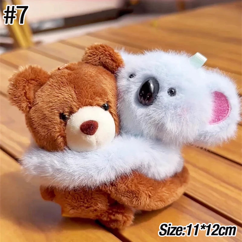1Pair Funny Hugging Animals Keychain Cartoon Penguins Couple Plush Keychain Backpack Hanging Pendant Lover Birthday Gifts
