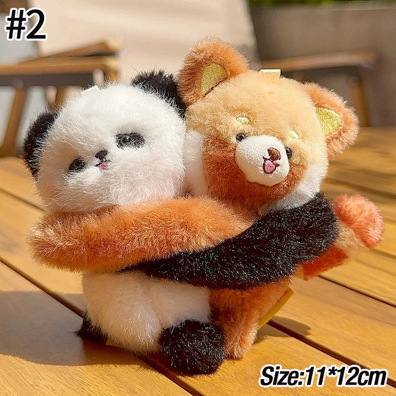 1Pair Funny Hugging Animals Keychain Cartoon Penguins Couple Plush Keychain Backpack Hanging Pendant Lover Birthday Gifts