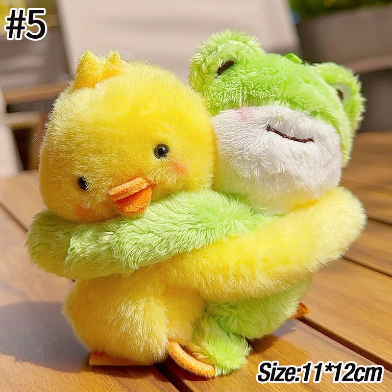 1Pair Funny Hugging Animals Keychain Cartoon Penguins Couple Plush Keychain Backpack Hanging Pendant Lover Birthday Gifts
