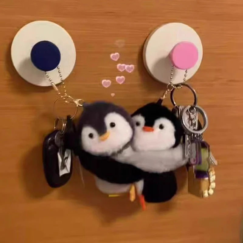 1Pair Funny Hugging Animals Keychain Cartoon Penguins Couple Plush Keychain Backpack Hanging Pendant Lover Birthday Gifts